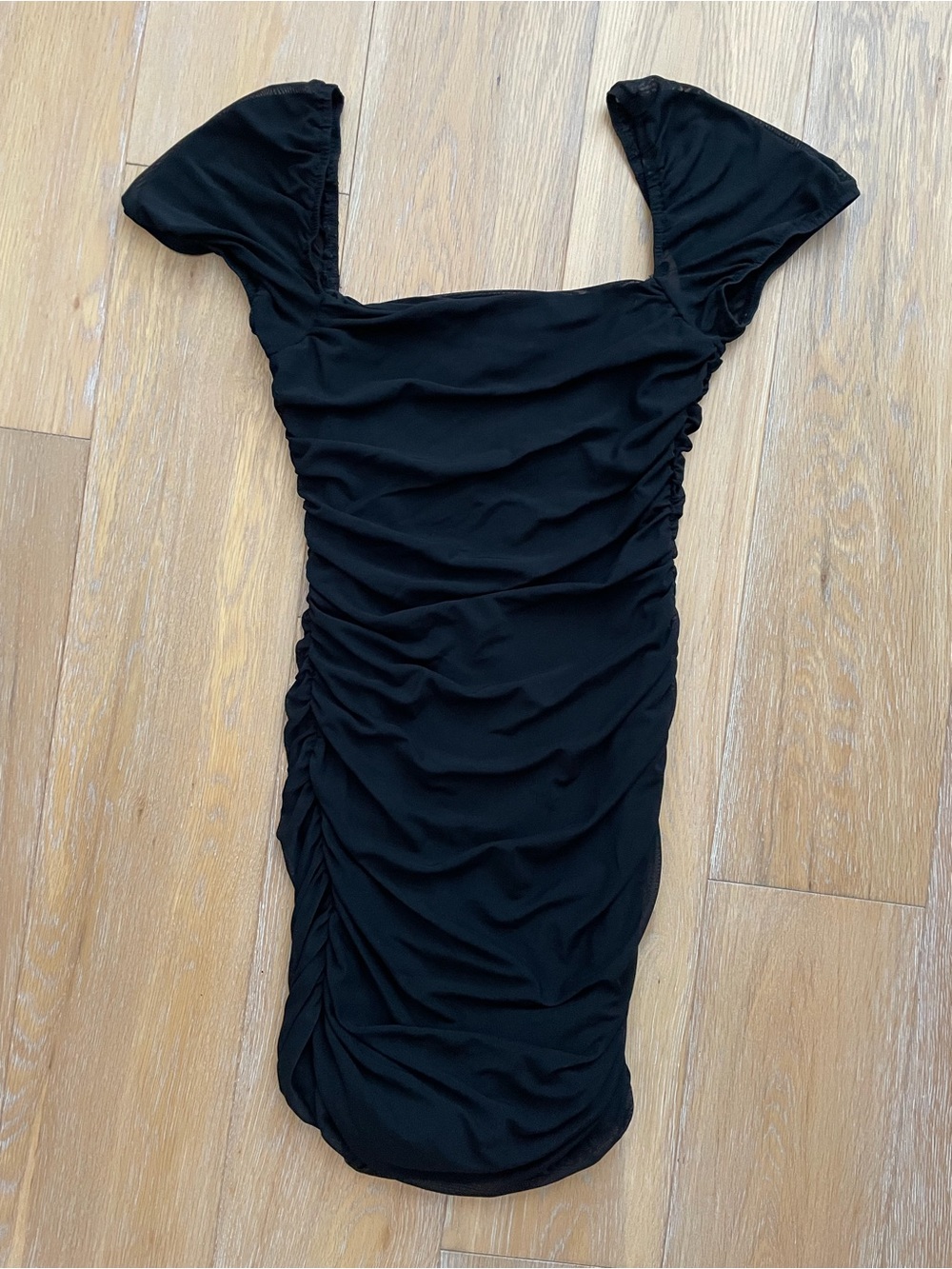 Princess Polly Black Ruched Square-Neck Mini Dress